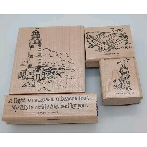 Stampin' Up LIGHTHOUSE Nautical Stamp Set of 4 Retired 1998 - Picture 1 of 6